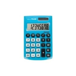 Calculadora de bolso Milan Pocket com display de 8 dígitos - 3 teclas de memória e raiz quadrada - Teclas Soft Touch - Cor Azul