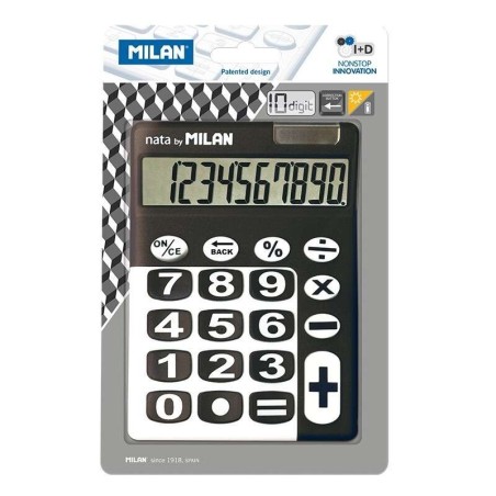 Calculadora Milan de 10 dígitos - Calculadora de mesa - Teclas grandes - Chave de retificação de entrada de dados - Cor
