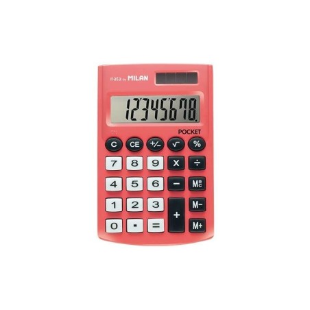 Milan Pocket Calculadora de Bolsillo con Pantalla de 8 Digitos - 3 Teclas de Memoria y Raiz Cuadrada - Teclas con Tacto Suave