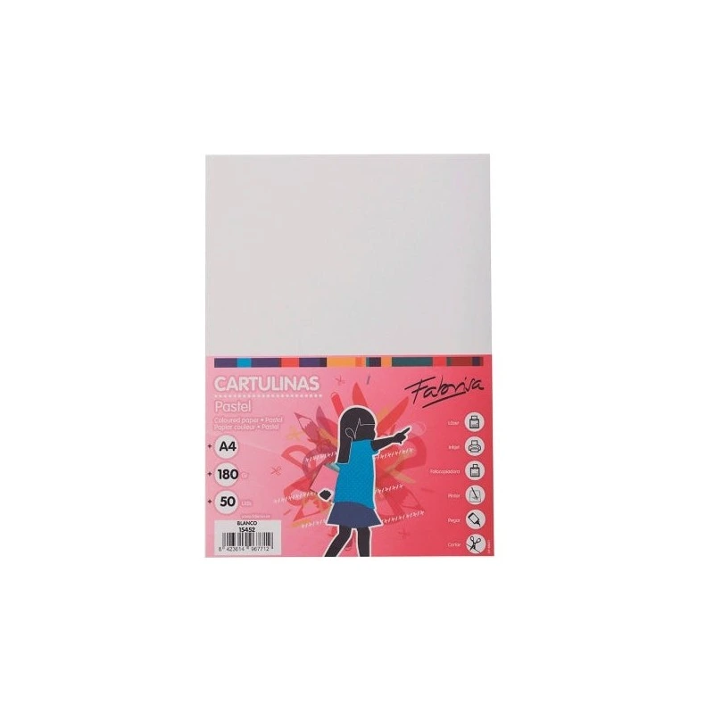 Fabrisa Lot de 50 Papier Cartonné 180 g/m² - Format A4 - Couleur Blanc