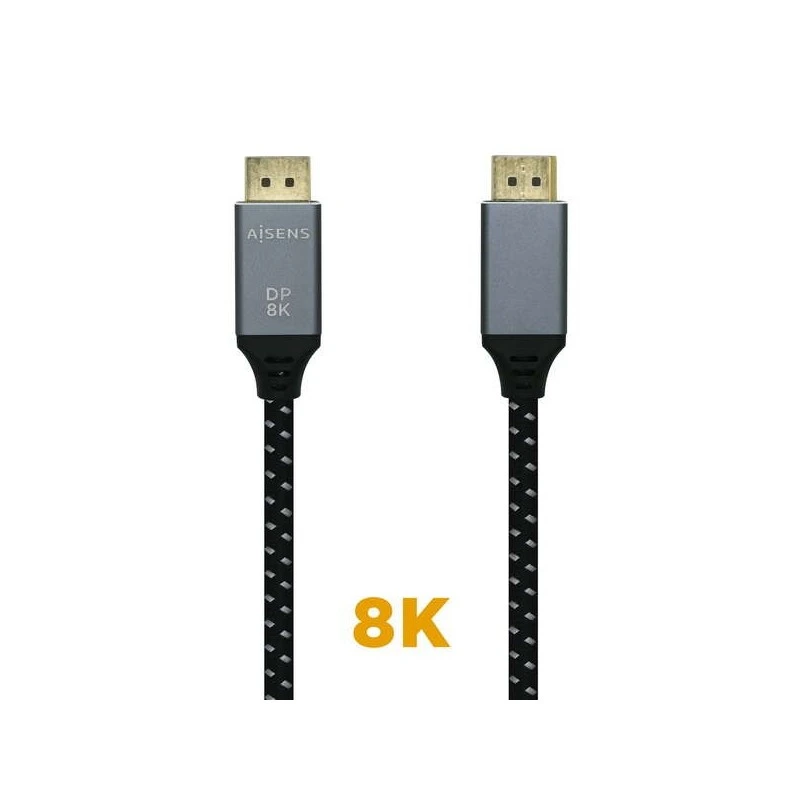 Cabo Aisens Displayport V1.4 8K@60hz - DP/M-DP/M - 1,0m - Cor Cinzenta