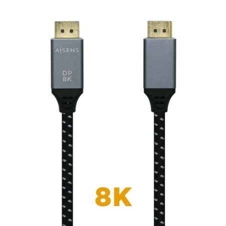 Aisens DisplayPort 1.4 8K Mesh Cable, 1m Gray - A149-0435