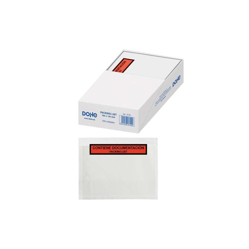 Caixa Dohe de 250 Envelopes Autoadesivos - Lista de Embalagem - Medidas 180x140mm