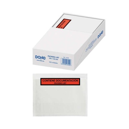 Dohe Box of 250 Self-Adhesive Envelopes - Packing List - Measurements 180x140mm