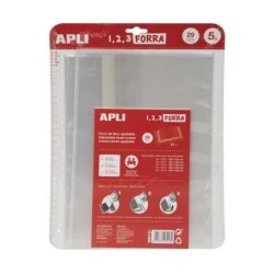 Apli Lot de 5 protège-livres 290 mm en polypropylène 75 microns - Rabat auto-ajustable - Doublure facile en 3 étapes - Pas