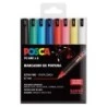 Posca PC1MR Pack de 8 Marqueurs Peinture - Pointe Roller Fibre 0,7mm - Encre Pigmentée à Base d'Eau - Résistant à la Lumière