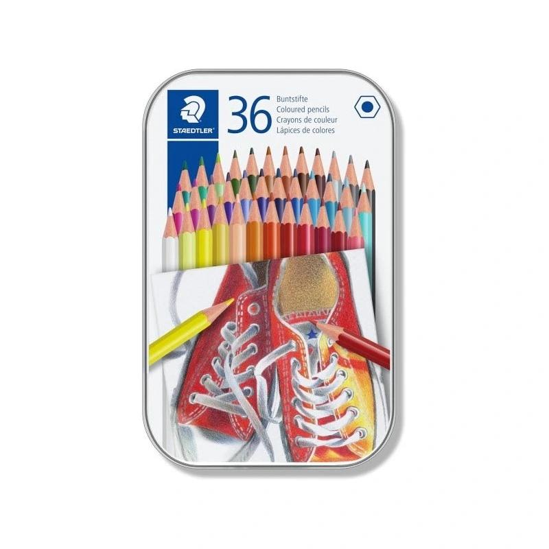Staedtler 175 Caja Metalica de 36 Lapices Hexagonales de Colores - Colores Surtidos