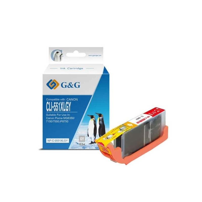 G&G Canon CLI551XL Gris Cartouche d'encre Générique - Remplace 6447B001/6512B001