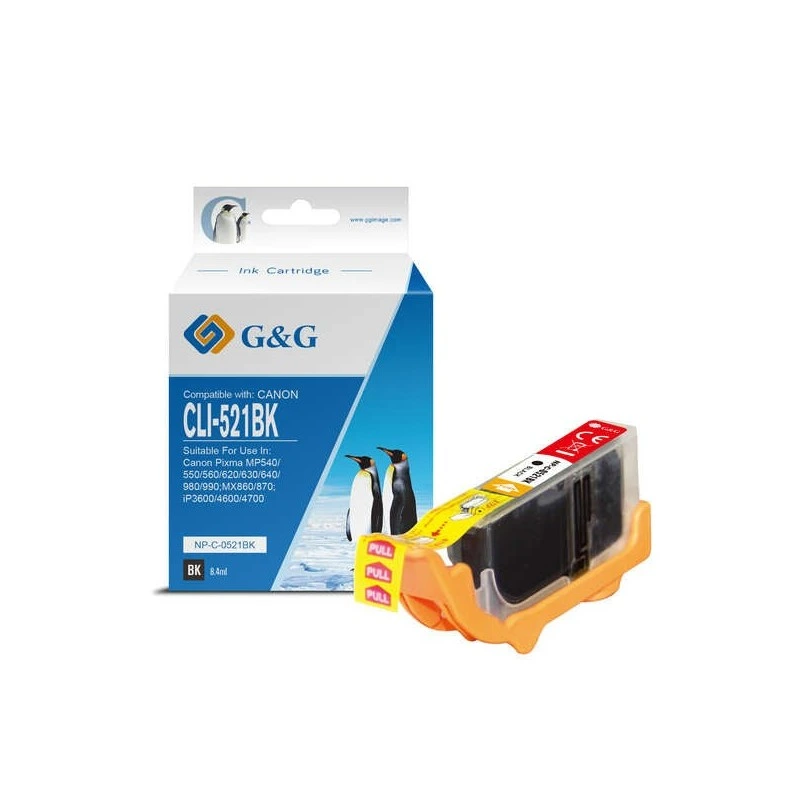 G&G Canon CLI521 Negro Cartucho de Tinta Generico - Reemplaza 2933B001