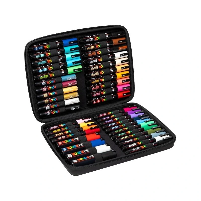 Pasta Posca Premium com 40 Marcadores de Tinta - Cores e Linhas Sortidas - Ponta de Poliéster - Tinta Pigmentada à Base de Água