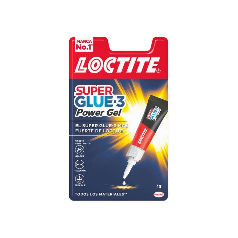 Loctite Superglue-3 Power Gel 3gr - Adhesivo Instantaneo Flexible y Extrafuerte - Formula en Gel Enriquecida con Particulas de