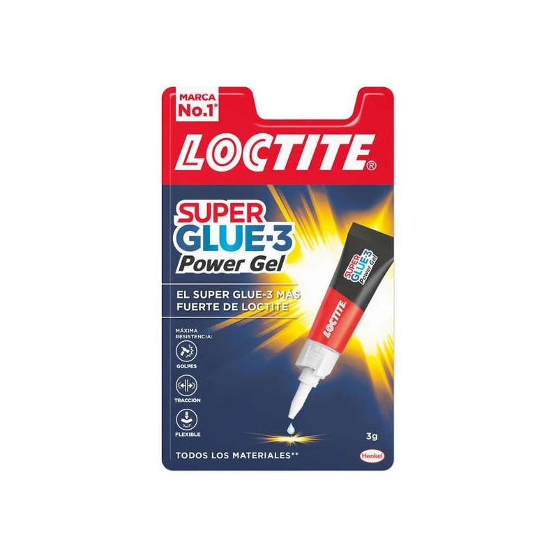 Loctite Superglue-3 Power Gel 3gr - Adhesivo Instantaneo Flexible y Extrafuerte - Formula en Gel Enriquecida con Particulas de