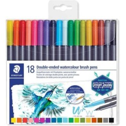 Staedtler 3001 Pack de 18 marqueurs aquarelle double pointe - Couleurs assorties