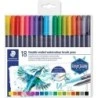 Staedtler 3001 Pack de 18 marqueurs aquarelle double pointe - Couleurs assorties
