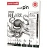 Uni-ball Uni Pin Dotwork Pack of 8 Calibrated Markers 0,1, 0,3, 0,5, Brush and CS3 + 1 Shalaku S Mechanical Pencil + 4