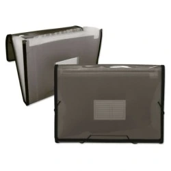Ingraf Frame Bellows Folder 13 Departments Size A4 - Translucent Polypropylene - Rubber Bands and Flaps - Color Gray