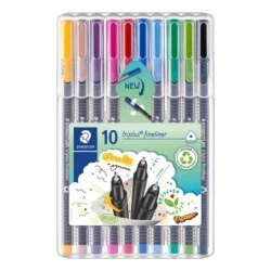 Staedtler Triplus Fineliner 334 Lot de 10 marqueurs à pointe fine - Course 0,3 mm environ. - Encre à base d'eau - 97% de