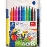 Staedtler Noris 326 Lot de 12 Feutres Marqueurs Pointe Fine - Course 1mm - Pot à Base d'Eau - Capuchon Ventilé - Couleurs