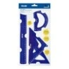 Milan Pack de 4 Règles Flexibles et Résistantes - Règle, Équerre, Biseau et Rapporteur - Couleur Bleu