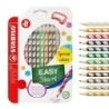 Pack Couleurs Spéciales Stabilo Easycolors avec 12 Crayons de Couleur Ergonomiques + Taille-crayon - Mine 4,2 mm - Forme