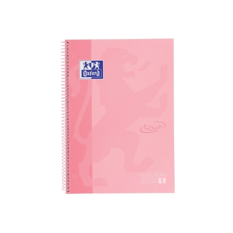 Cahier Oxford School Touch Europeanbook 1 A4+ 80 Feuilles Microperforées Quadrillage 5x5mm - Couverture Extra Rigide - Coloris