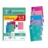 Oxford School Write&Erase Pack 4+1 de Cuaderno Espiral 80 Hojas Cuadricula 4x4 con Margen - Tapa Extradura - Colores Surtidos