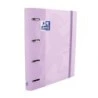 Oxford Europeanbinder Touch A4+ Ring Binder with Replacement 5x5 Grid - Extra Hard Cover - Elastic Closure - Pastel Mauve Color