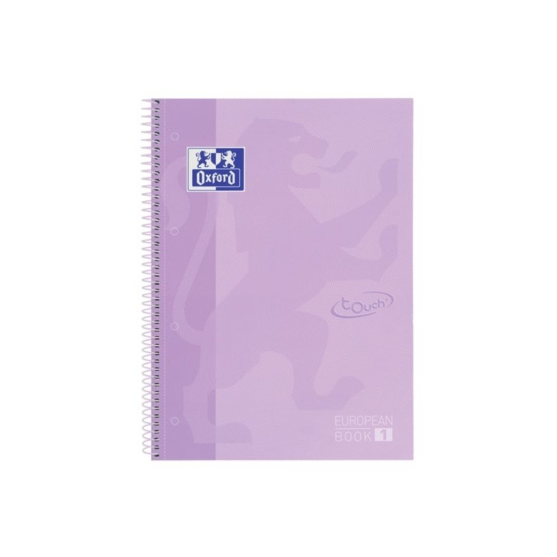 Cahier Oxford School Touch Europeanbook 1 A4+ 80 Feuilles Microperforées Quadrillage 5x5 mm - Couverture Extra Rigide - Couleur