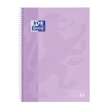 Cahier Oxford School Touch Europeanbook 1 A4+ 80 Feuilles Microperforées Quadrillage 5x5 mm - Couverture Extra Rigide - Couleur