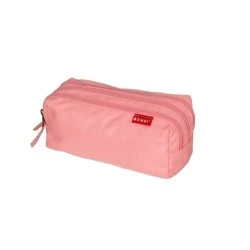 Trousse Enri avec 3 compartiments - Fermetures à glissière - Fabriquée en polyester - Couleur rose