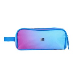 Oxford Gradient Pencil Case - 3 Zippers - Side Handle - Made of Recycled Material - Color Mystic Blue