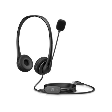 Casque USB stéréo HP G2 avec microphone antibruit - Bandeau réglable - Coussinets d'oreille en cuir PU pour une utilisation