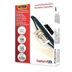 Fellowes Pacote de 100 Mangas para Laminação de Cartões 54 x 86 mm Brilhante - 125 Microns - Alta Qualidade - Transparente