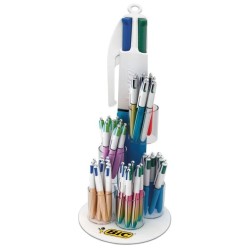 Bic 4 Colors Display of 60 Retractable Ballpoint Pens + 100 Bic Cristal Blue Pens as a Gift - 1,0mm Medium Point - Oil-Based
