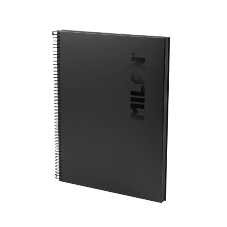 Milan Shadow Cuaderno Espiral Formato A4 Pautado 1 Linea - 80 Hojas de 95 gr/m2 Microperforadas y con 4 Taladros - Tapa Dura