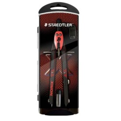 Boussole d'école en métal de précision Staedtler Norix 555 - Mécanisme à bouton-poussoir et réglage de la molette centrale