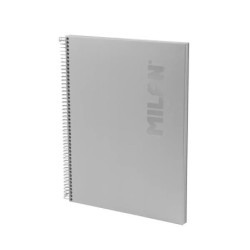 Milan Shadow Cuaderno Espiral Formato A4 Pautado 1 Linea - 80 Hojas de 95 gr/m2 Microperforadas y con 4 Taladros - Tapa Dura