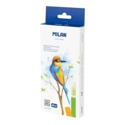 Milan Art Pack de 12 Pastéis Suaves - Cores Intensas e Brilhantes - Resistente à Luz - Misturável - Cores Sortidas