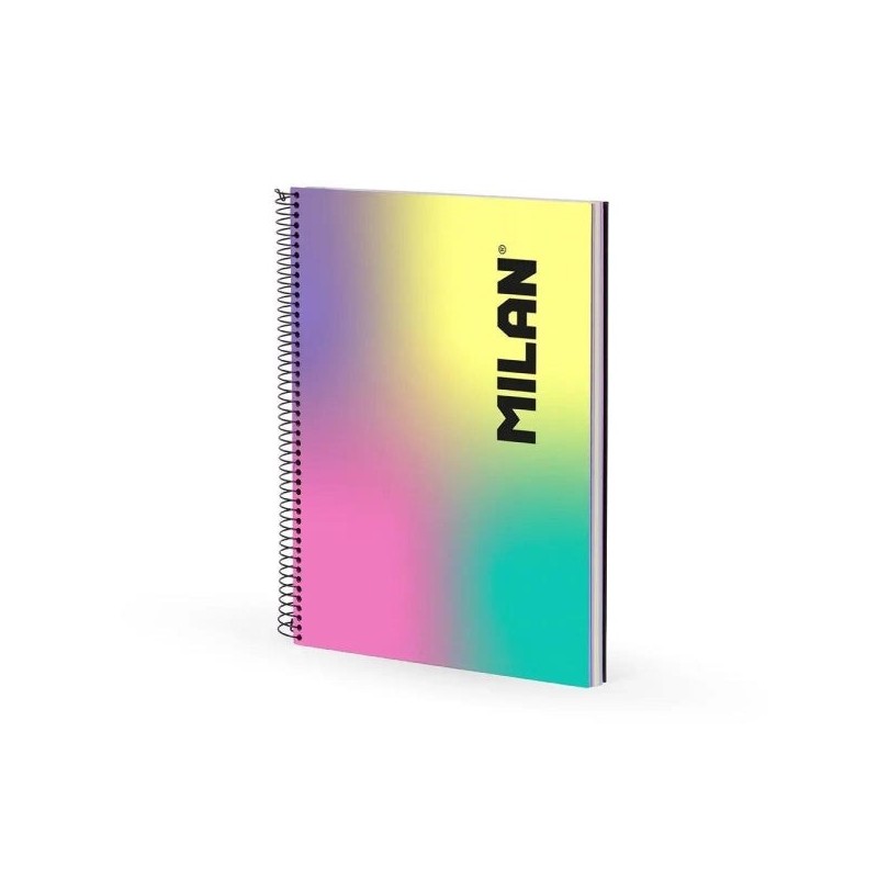 Caderno Espiral Milan Sunset Formato A4 Governado 7mm - 120 Folhas de 95 gr/m2 - Microperfurado, 4 Furos e Faixas de Cores