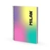 Caderno Espiral Milan Sunset Formato A4 Governado 7mm - 120 Folhas de 95 gr/m2 - Microperfurado, 4 Furos e Faixas de Cores