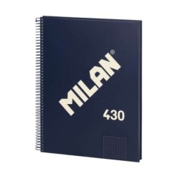 Caderno Espiral Milan Serie 1918 Formato Grade A4 5x5mm - 80 Folhas de 95 gr/m2 - Microperfurado, 4 Furos - Cor Azul Escuro