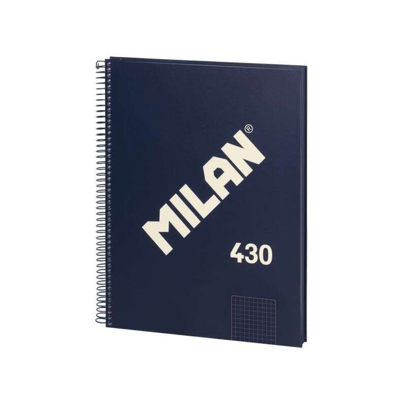 Milan Serie 1918 Cuaderno Espiral Formato A4 Cuadricula 5x5mm - 80 Hojas de 95 gr/m2 - Microperforado, 4 Taladros - Color Azul