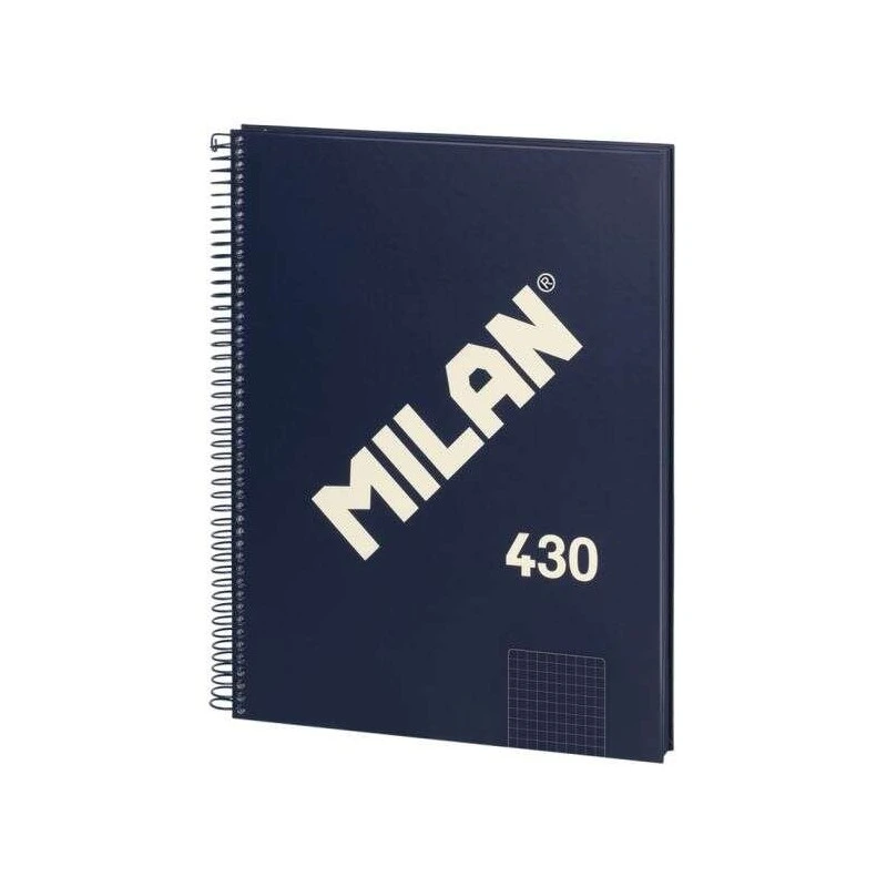 Milan Serie 1918 Cuaderno Espiral Formato A4 Cuadricula 5x5mm - 80 Hojas de 95 gr/m2 - Microperforado, 4 Taladros - Color Azul