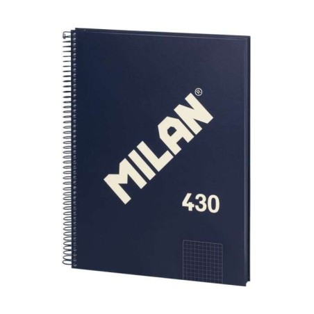 Caderno Espiral Milan Serie 1918 Formato Grade A4 5x5mm - 80 Folhas de 95 gr/m2 - Microperfurado, 4 Furos - Cor Azul Escuro