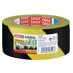 Tesa Cinta Adhesiva de Señalizacion 50mm x 66m - Ideal para Señalizar Obstaculos Permanentes - Adhesivo sin Disolventes - Color