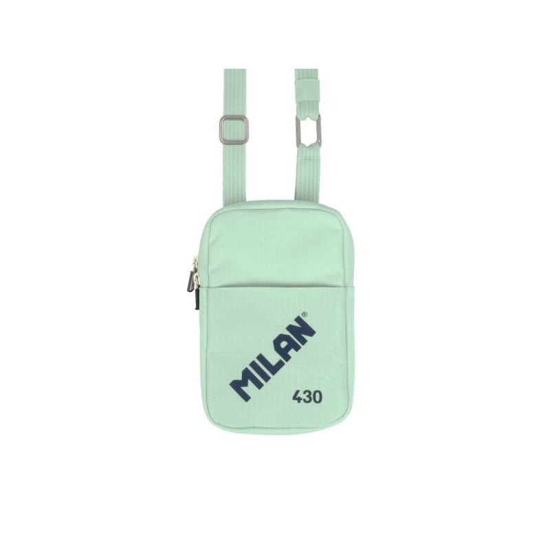 Milan Collection 430 Small Shoulder Bag - Bag Size 19x2,3x12,8cm - Zipper Closure - Aluminum Carabiner - Color Green