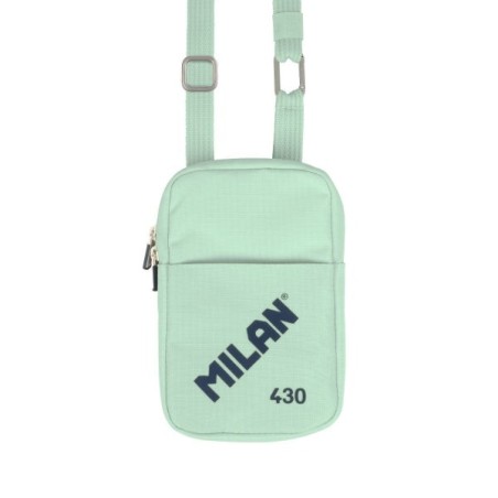 Milan Collection 430 Small Shoulder Bag - Bag Size 19x2,3x12,8cm - Zipper Closure - Aluminum Carabiner - Color Green