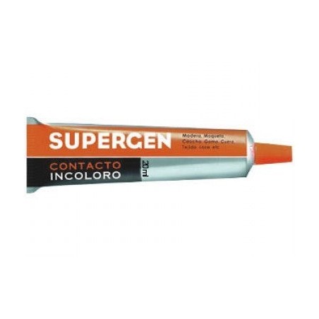 Colle Contact Supergen Incolore 20 ml - Séchage rapide - Ne contient pas de toluène - Résistance au vieillissement et aux