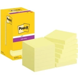 Pacote Post-It Super Sticky de 12 blocos de 90 notas adesivas reposicionáveis ​​- 76x76mm - Embalagem de papelão - Cor amarelo