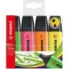 Stabilo Boss 70 Pack de 4 Marqueurs Fluorescents - Trait entre 2 et 5mm - Rechargeable - Encre à Base d'Eau - Couleurs Assorties
